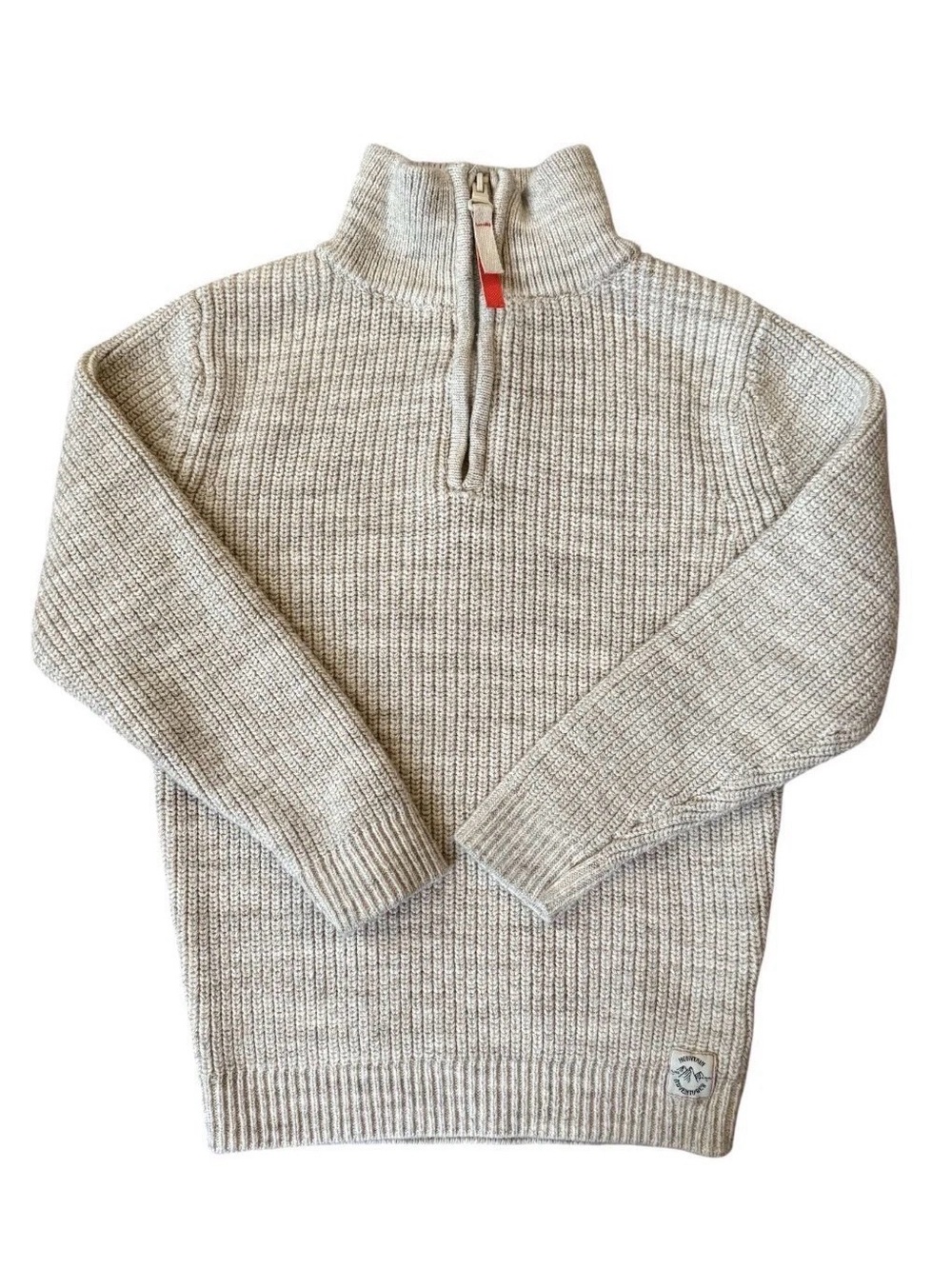 H&M Boys Beige Rib-Knit 1/4 Zip Mock Neck Cotton Sweater Size 5T/6
